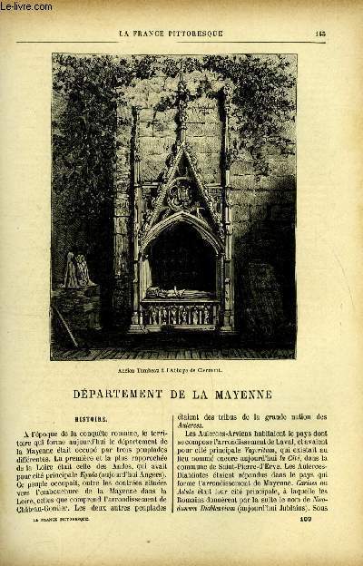 La France pittoresque tome 3 - Dpartement de la Mayenne - Ancien tombeau a l'Abbaye de Clermont, Histoire, Antiquits, Caractre et moeurs, Costume populaire de la Mayenne