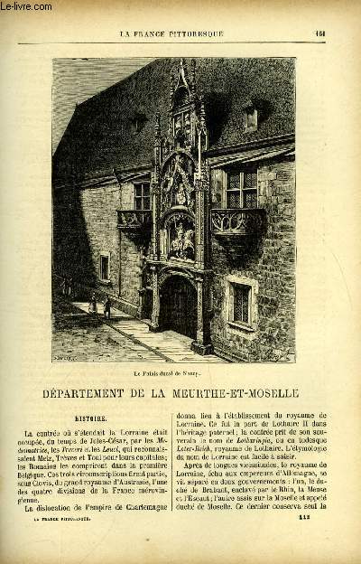 La France pittoresque tome 3 - Dpartement de la Meurthe-et-Moselle - Le Palais ducal de Nancy, Histoire, Antiquits, Caractre, moeurs, vieilles coutumes, Costume populaire de Meurthe-et-Moselle