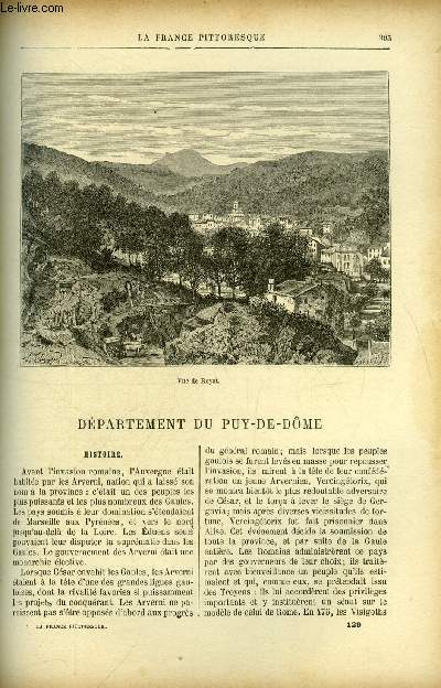 La France pittoresque tome 3 - Dpartement du Puy-de-Dme - Vue de Royat, Histoire, Antiquits, Moeurs, coutumes, statistique, Montagnard du Puy-de-Dome