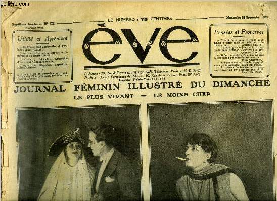 Eve n 322 - Lydia Johnson, Germaine Lix, Si vous avez divorc, par la faute de votre ex conjoint, rclamez lui des dommages intrts, La culture physique et la femme - mouvements rducteurs de la taille et de l'abdomen, L'esthtique de la poitrine