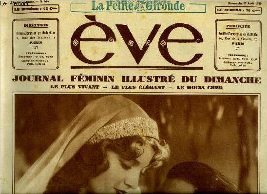Eve n 516 - Jeannette Mac Donald et Dennis King dans Le roi vagabond, La musique dans l'armoire, Les nouvelles vedettes du film parlant : Marcelle Chantal, Un pull over brod sur ulle de Gnes, Chez Titana, Journes de vacances