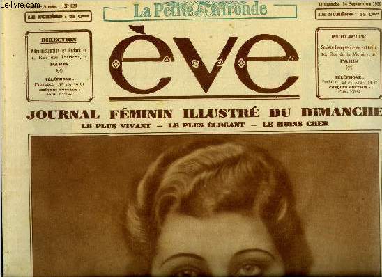 Eve n 520 - Mme Mary Costes aux lectrices d'Eve, L'nigmatique monsieur Parkes, Une blouse au tricot simulant un bolro, La vestale par Marie Maindron, Choisissez vos manteaux