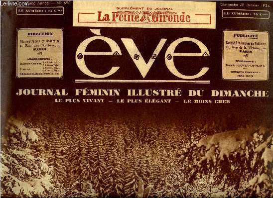 Eve n 696 - Au pays ou l'hiver est joyeux, Le blier par Gine Brah, Caprice de princesse par Paul Granet, Col cravate, manchon et petit bonnet au tricot, Epervier et fauconnier par Anita Conti, Pour toutes les heures, La passion de maitre Javille