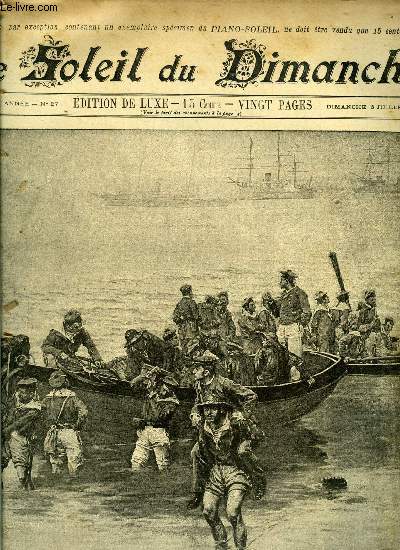 Le soleil du dimanche n 27 - Les manoeuvres de l'escadre d'volutions de la mditeranne, un dbarquement par Berne-Bellecour, Le prussien de Blisaire par Alphonse Daudet, Les commencements d'un hros - Hoche vend ses habits aux habitants de Versailles