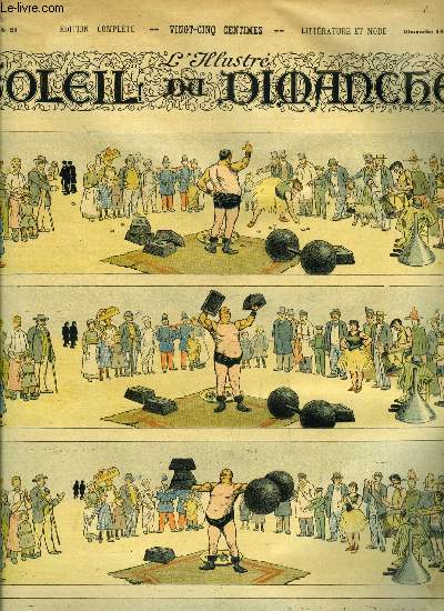 L'illustr, soleil du dimanche n 29 - Un homme fort - aquarelle de Fernand Fau, Mes galons par Henri Allais, La mort du duc d'Uzs, Une visite a Corbara par M. Gubert, Dombey et fils (suite) par Charles Dickens, Le mariage du duc d'York, le prince