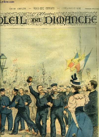 L'illustr, soleil du dimanche n 43 - Entre amis - aquarelle de Charles Morel, La ou l'amour, la est dieu par le comte Lon Tolstoi, Miss Fauvette par Albert Cim, Les sangsues de Karistou par Jean Rameau, Escadre en marche, Premire campagne par Lon