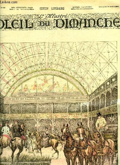 L'illustr, soleil du dimanche n 14 - Au concours hippique le matin, aquarelle de M. de Clermont-Gallerande, Les petites boites par Gustave Droz, Ce pauvre rouffe par Daniel Riche, Le dpart pour le rallye, Dombey et fils (suite) par Charles Dickens