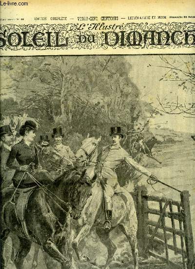L'illustr, soleil du dimanche n 42 - En chasse a courre - le passage d'une barrire, Le tour du monde pour trois francs, Croquis d'impressionnistes par A. Melandri, Mise en batterie de l'artillerie chinoise, Le filtrage des eaux de la Seine par Guy