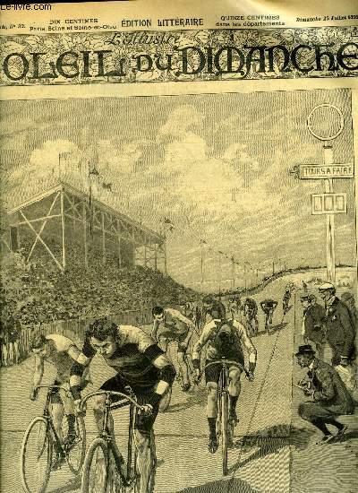L'illustr, soleil du dimanche n 30 - Une des preuves liminatoires du grand prix cycliste, L'hritage par Ludovic Halvy, Sur la plage par Franois Coppe, La fuite de Charles le tmraire, aprs la bataille de Morat, d'aprs le tableau de Burnand