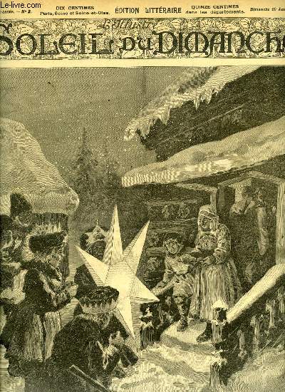 L'illustr, soleil du dimanche n 2 - Le jour des rois en Russie, composition indite de Kauffmann, Le flageolet par Charles Foley, Nous allons a une premire par Auguste Germain, La photographie excentrique par Daguerre II, Le coup de chapeau par Maurice