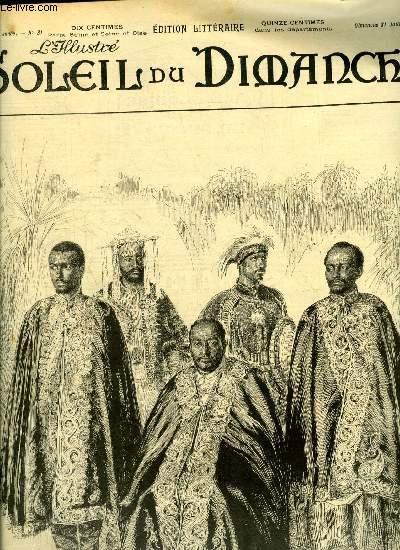 L'illustr, soleil du dimanche n 31 - L'ambassade abyssine en France, dessin de Gribaydoff, Luce Magali par Jean Madeline, Le coche d'eau par Pierre Norac, Alsace par R.M. Ferry, Le puits, d'aprs l'aqurelle de Toudouze, Profil d'amricaine par Max