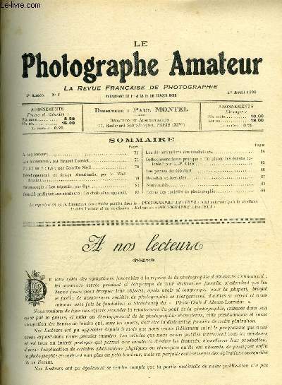 Le photographe amateur n 7 - Le parthnon aprs l'orage, Dlos - colonnades des poseidoniastes, Les monuments par Ernest Coustet, F : 4,5 ou F : 68 ? par Camille Moll, Dveloppement et fixages simultans par le vieil amateur, Les ngatifs par Ops