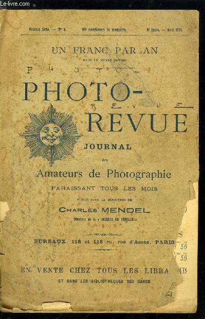 Photo-revue n 1 - Grimaces et sourires, Nouvel autocopiste photographique permettant d'obtenir conomiquement un petit nombre d'preuves, Dtermination graphique de l'ouverture des diaphragmes, Les fonds photographiques, nouveaux fonds a deux usages