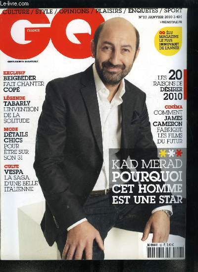 GQ n 23 - En couverture : Kad Merad, Paz de la Huerta, Opration tlcommando, Sduction mode d'emploi, V, les revoila, L'horizon Bashung, Dans les peaux de Spike Jonze, Les cadavres exquis de Tim Burton, Quand la tl se paye des cinastes, XIII