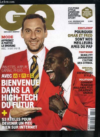 GQ n 46 - En couverture : Fred et Omar, Alice David, Dans la famille Johnny Depp addict, L'quation de Lana del Rey, Charlotte Gainsbourg vs Lulu Gainsbourg, La moto est-elle l'avenir de l'automobile ?, Dossier spcial Wired, Mount 10, le bunker