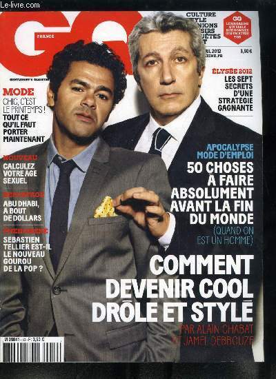 GQ n 50 - En couverture : Jamel Debbouze et Alain Chabat, Clara Ponsot, Amsterdam dans la poche, Steven Soderbergh, un hyperactif qui se soigne, L'actrice qui met K.O. Hollywood, Le marketing anti age de Madonna, Les 50 choses a faire avant la fin