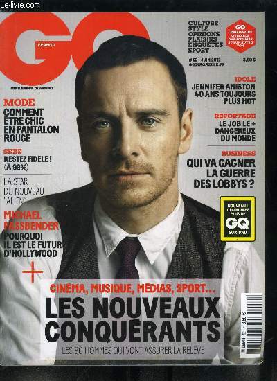 GQ n 52 - En couverture : Michael Fassbender, Kristen Stewart, Kanye West vs Jay-Z, Pourquoi la petite Twizy voit grand, L'quation de The Dictator, La Champagne dans la poche, Batman sera au Mans, Demain leur appartient, les 30 hommes qui vont prendre