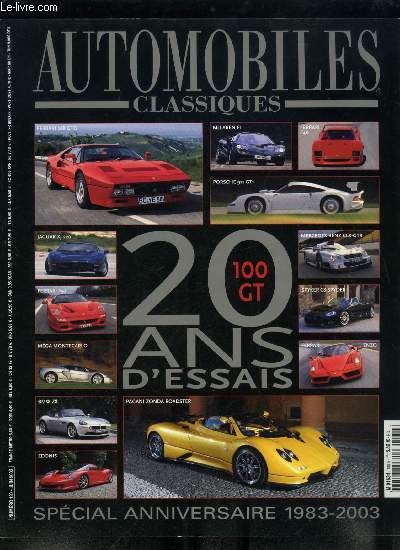 Automobiles classiques n 130 - 20 ans d'essai, 100 GT, 1983 : Audi Quattro Sport, une mcanique trs spciale, 1984 : Ferrari 288 GTO, les racines du dsir, 1985 : Porsche 959, variations sur un thme populaire, 1986 : Aston Martin Vantage Zagato