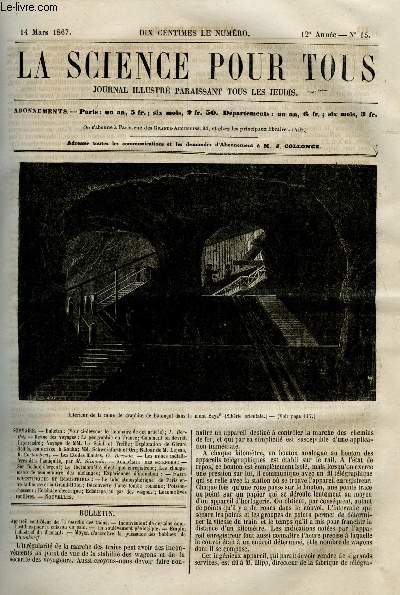 La science pour tous n 15 - Intrieur de la mine de graphite de Batougol dans le mon Saya, Appareil controleur de la marche des trains, Inconvnient de certains combustibles pour la cuisson du pain, Un soulvement gologique, Emploi industriel du diamant