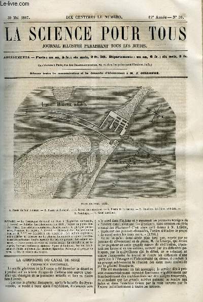 La science pour tous n 26 - La compagnie du canal de Suez a l'exposition universelle, Les plantes en juin 1867, Tuyaux en plomb doubls d'tain, Les solutions sursatures, Remde contre la phtysie pulmonaire, Puissance des engrais par J. Berth, Chemin