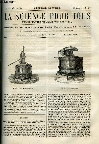 La science pour tous n 42 - Les dviations du fil a plomb et la pression stellaire universelle, Utilisation des feuilles pour l'alimentation du btail, Le bruloir-vanneuse, Revue des voyages : voyages de M. Squier au Prou, ses dcouvertes archologiques