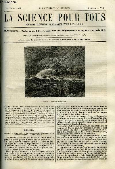 La science pour tous n 9 - Les plantes en fvrier 1868, La couveuse-leveuse Deschamps, Le perforateur en plomb, Double parhlie, Ascension aronautique prilleuse par E. Burel, La terre, description des phnomes de la vie du globe par R. Cortambert