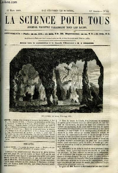 La science pour tous n 15 - Les globes divisibles, La maladie des cannes a sucre, Emploi de la glycrine pour la prparation des plaques sches, Les latomies de Sicile, Projection des phnomnes de dichrosme par J. Cleutard, Notice sur le Portugal