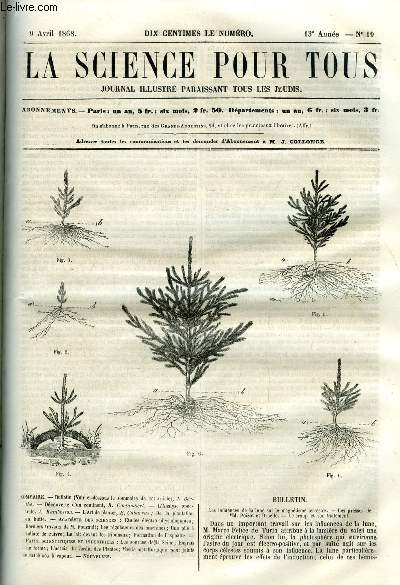 La science pour tous n 19 - Les influences de la lune sur le magntisme terrestre, Les presses de MM. Poizot et Druelle, Le croup et son traitement, Dcouverte d'un continent par R. Cortambert, L'analyse spectrale par J. Rambosson, L'art de planter