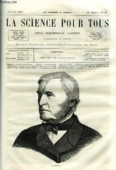 La science pour tous n 30 - M. Pouillet par Edgard Hment, Entrefilet, Mouvement scientifique par Faustus, Le fusil franais, modle de 1866 par H. de P, Le fauteuil de M. Lon Foucault par Henri de Parville, Les marques de la petite vrole par Alex.