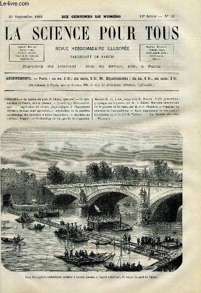 La science pour tous n 43 - Le syphon du pont de l'Alma, La constellation de Perse par Gdon Bresson, Le cuivrage lectro-chimique, Application des notions physiologiques a l'quipement militaire par le docteur Jude, Application de la paraffine