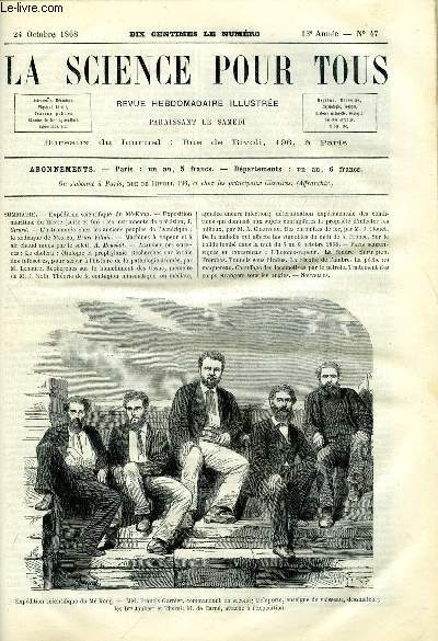 La science pour tous n 47 - Expdition scientifique du M-Kong, Exposition maritime du Havre (suite et fin) : les instruments de prcision par J. Girard, L'astronomie chez les anciens peuples de l'Amrique : le zodique de Mexico par Henri Villain