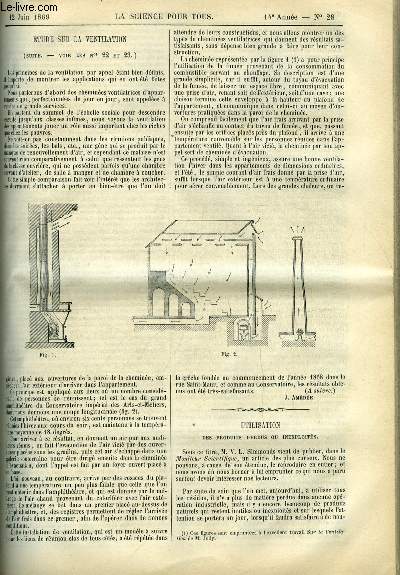 La science pour tous n 28 - Etude sur la ventilation par J. Amde, Utilisation des produits perdus ou inexploits, Les sources du Nil par Ernest Duplessis, Maladie des morts flats, Fouilles effectues dans la grotte des morts, prs Durfort, Nouvelle