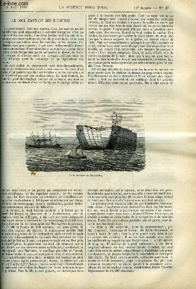 La science pour tous n 37 - Le dock flottant des bermudes par J. Girard, Un cercueil d'invention nouvelle, plus de fuites, Les hommes, les chevaux et les voitures de la Compagnie des Omnibus, Le nouvel Opra de Vienne, Une industrie nouvelle