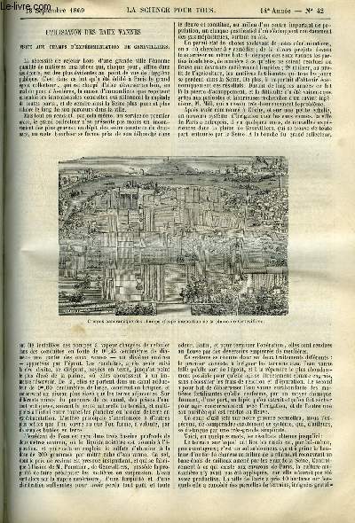 La science pour tous n 42 - Utilisation des eaux vannes, visite aux champs d'exprimentation de Genevilliers par J. Girard, Une aurore borale, Mesdemoiselles Carpeaux au bain, Le sel d'oseille, Nouveau procd de fabrication de l'alcool, La langue