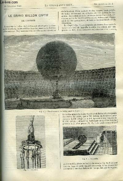 La science pour tous n 4 - Le grand ballon captif de Londres, Une exposition universelle a Washington, Les vins chinois, leur composition, L'age de la vigne dans le Cleste Empire, Procd pour mettre les ouvriers des carrires a l'abri de tout danger