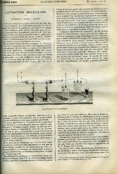 La science pour tous n 16 - L'attraction molculaire, endosmose, osmose, dialyse par Dr Mary Durand, Confrences de la Sorbonne, M. Boulay, la rage, Mdecine, la vaccine par le Dr Hector George, Physiologie animale, reproduction des infusoires, Arrosoir