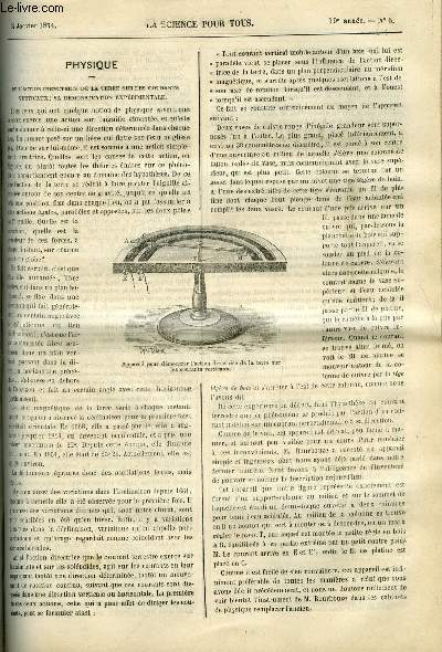 La science pour tous n 5 - De l'action directive de la terre sur les courants verticaux, sa dmonstration exprimentale, Opinions astronomiques des anciens, Physiologie du vol des oiseaux, du point d'appui de l'aile sur l'air par Marey, Un dernier mot