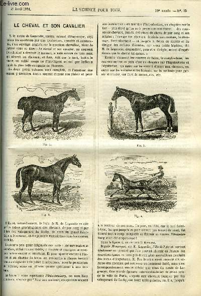 La science pour tous n 15 - Le cheval et son cavalier, L'astrologie dans l'antiquit, Les hommes chiens dans l'antiquit, Sur le service hydrologique du bassin de la Seine, Sur un sifflet lectro-automoteur pour les locomotives, Royaume actuel de Dahomey