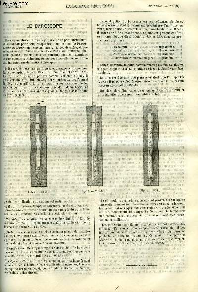 La science pour tous n 19 - Le baroscope, Le chemin de fer du Rigi (suite et fin) par H. de Parville, Le briquet de Saturne, Niveau a collimateur et son emploi comme horizon de brume, Sur un rgulateur de volume pour courant de gaz, La production