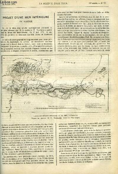 La science pour tous n 30 - Projet d'une mer intrieure en Algrie, Rflexions critiques sur la quadrature du cercle, Le tonnerre en boule par Gaultier de Claubry, Observations au sujet de l'tablissement d'une mer intrieure en Algrie, La population