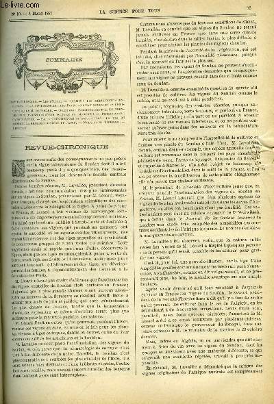 La science pour tous n 10 - Les maux, Les mdicaments explosifs, La pisciculture : les poissons d'eau douce et la pisiculture de M. Gauckler, Comment faut il s'y prendre pour descendre d'une voiture en marche ?, L'auscultation, Le vin de Madre