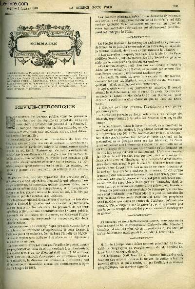 La science pour tous n 27 - Le syncope, La comte de 1881, Exploration sous marine de M. Thom de Gamond, Le polyscope de M. Trouv, Histoire des voitures, Les voyages d'une goutte d'eau, Le bl riz, La fabrication de la soie a Rouen, Les photographies