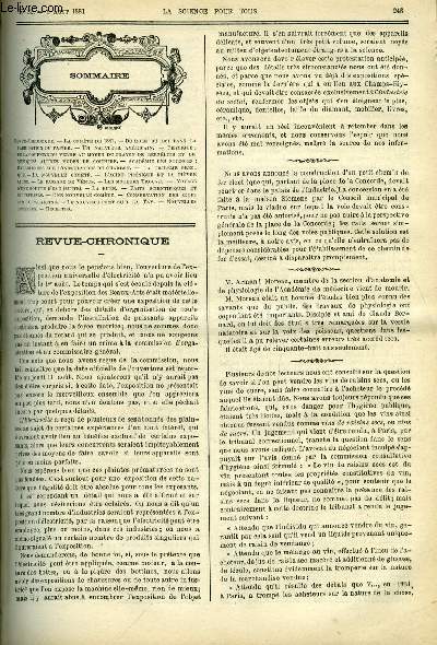 La science pour tous n 32 - La comte en 1881, Du role du bois dans la fabrication du papier, Un natateur amricain, De la coupure du verre au moyen du crayon de berzlius et de quelques autres modes de coupure, Expriences sur l'inoculation du charbon
