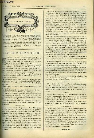 La science pour tous n 10 - A propos des expriences de M. Donato, La fort en France (suite), Une excursion a Mourzouk (suite), Mexique ancien et moderne (suite et fin), Fabrication des briquettes de charbon de terre, Echange de dpches tlgraphiques