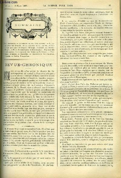 La science pour tous n 11 - Le chemin de fer pour navires, La fabrication des rubans, La culture de la truffe, Echarpe imprime du docteur Esmach, Une nouvelle sonde marine, Le commerce des fruits en Californie