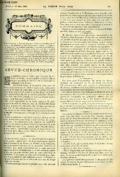 La science pour tous n 21 - Les tapisseries, Les gobelins, beauvais, La lumire zodiacale, Deux dessins de Mme Lavoisier, Recherches sur les substances albuminoides, La trire athnienne, Illusion d'optique pendant une ascension arostatique, Maladie