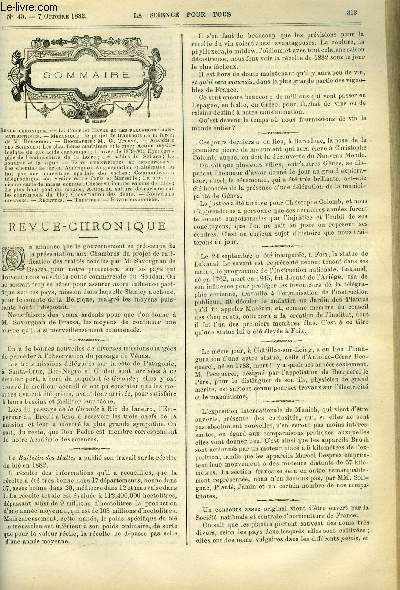 La science pour tous n 40 - Le port du Havre et les paquebots transatlantiques, Le projet de transport de la force par M. Bessemer, Les chaudires maritimes et le zinc, Action physiologique du gaz acide carbonique, L'hiver de 1879-80, Hydrographie