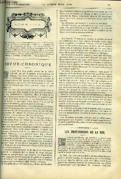 La science pour tous n 44 - Les profondeurs de la mer, Virchow, L'ophisure, La commission du grisou, Les plantes cultives, L'ile de Madagascar (suite), La production des oeufs, Le bois de paille en Amrique, Les abeilles et le raisin, L'abri