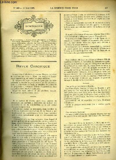 La science pour tous n 20 - Une langue tlgraphique universelle, L'exposition coloniale : la tour Eiffel, Estienne Dolet, Le ttanos, La dnomination des nouveaux mdicaments, L'encyclopdie des sciences mdicales, Le yaraque, Le fleuriste de la ville