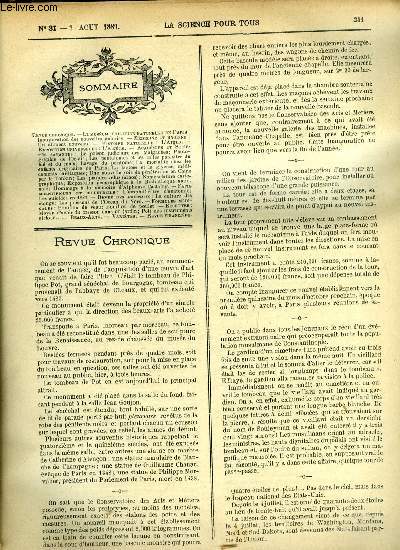 La science pour tous n 31 - Inauguration des nouvelles galeries, Un aliment nouveau, L'argus, L'algrie, Le poison judiciaire des malgaches, Photographie de l'clair, Les pentatomes et les oelies parasites du bl et du mas, Lavage du pritoine